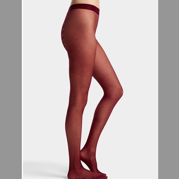 Ruby red elegant vine back-seam fashion tights made in Italy NWT - Picture 2 of 7